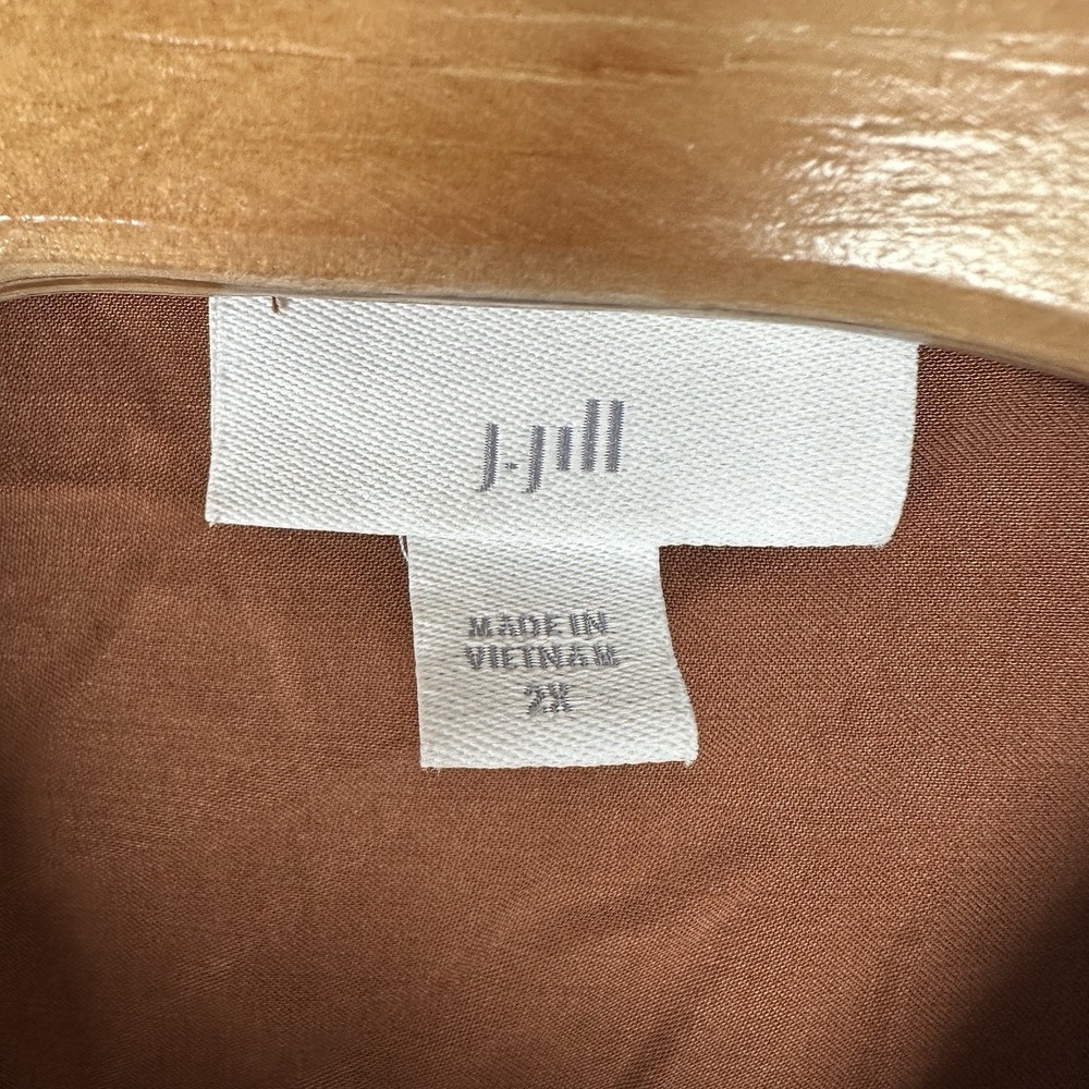 J Jill Popover Tunic Top Blouse Womens 2X Brown Long Sleeve Pockets Modal Rayon - Picture 6 of 7